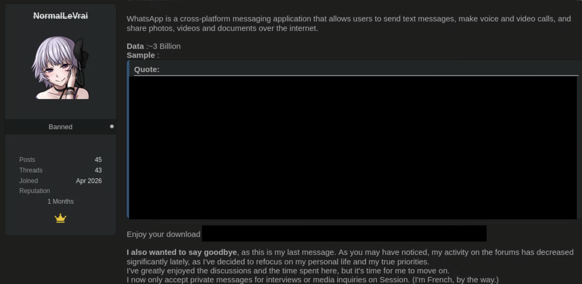 Screenshot from forum post